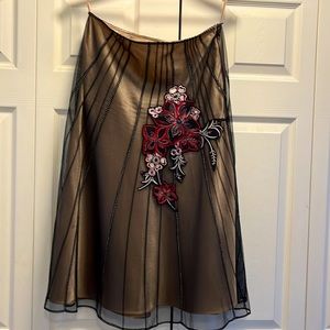 Coast - special edition gold silk skirt, with black embroidered overlay